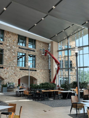 A window cleaning of a restaurant by Bellah Cleaning Company
